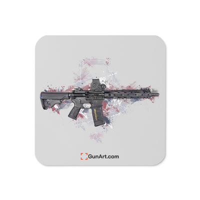 Defending Freedom - Rhode Island - AR-15 State Cork-back Coaster - White State