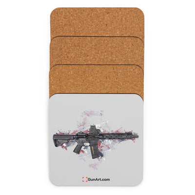 Defending Freedom - Rhode Island - AR-15 State Cork-back Coaster - White State