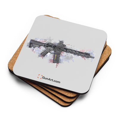 Defending Freedom - Tennessee - AR-15 State Cork-back Coaster - White State