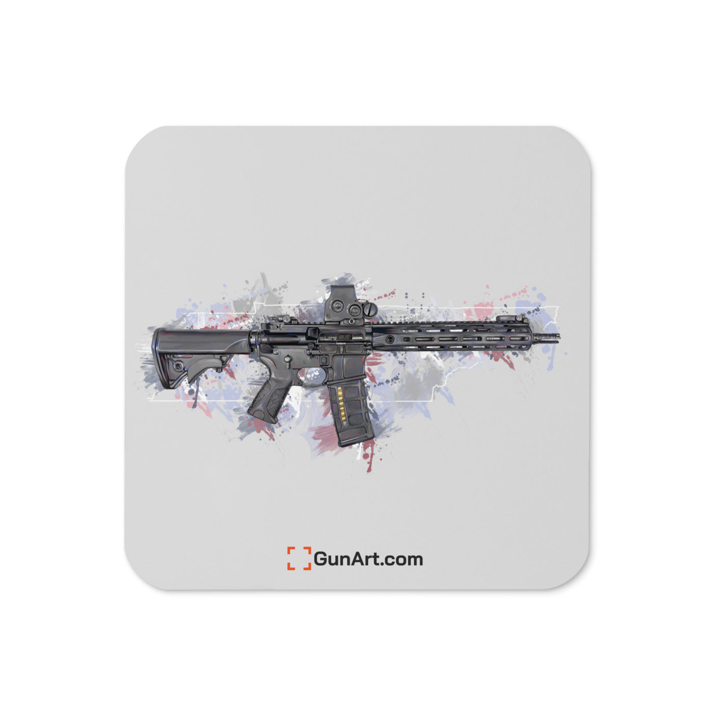 Defending Freedom - Tennessee - AR-15 State Cork-back Coaster - White State