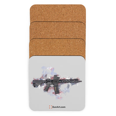Defending Freedom - Texas - AR-15 State Cork-back Coaster - White State