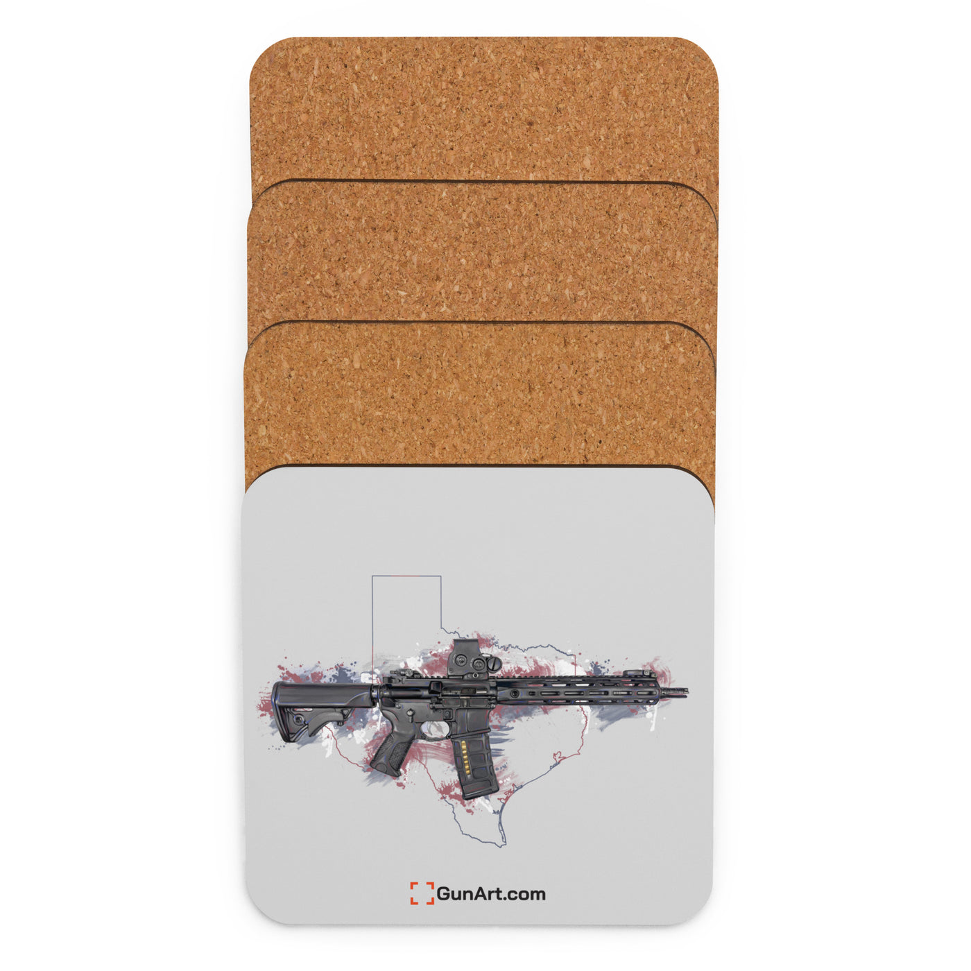 Defending Freedom - Texas - AR-15 State Cork-back Coaster - Colored State
