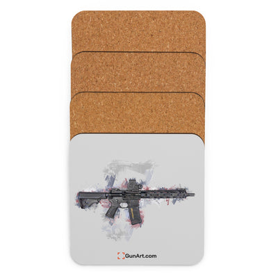 Defending Freedom - Vermont - AR-15 State Cork-back Coaster - White State
