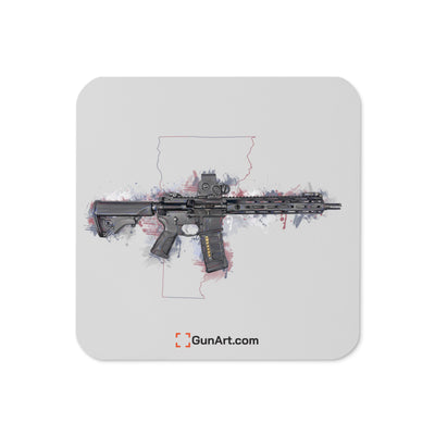 Defending Freedom - Vermont - AR-15 State Cork-back Coaster - Colored State