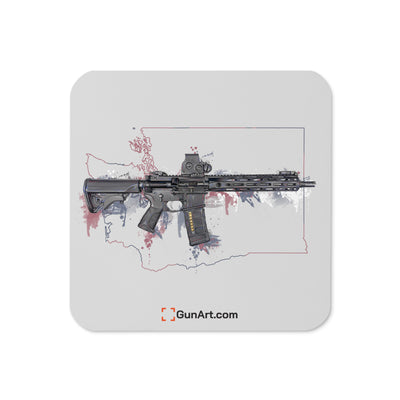 Defending Freedom - Washington - AR-15 State Cork-back Coaster - Colored State