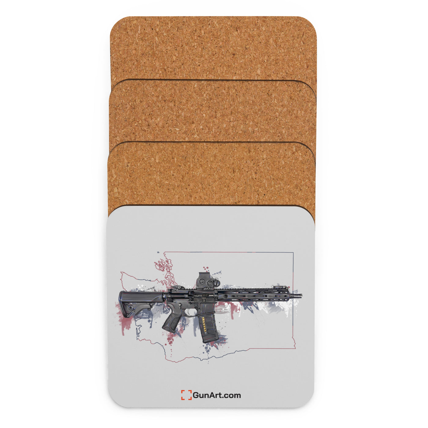 Defending Freedom - Washington - AR-15 State Cork-back Coaster - Colored State