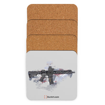 Defending Freedom - West Virginia - AR-15 State Cork-back Coaster - White State