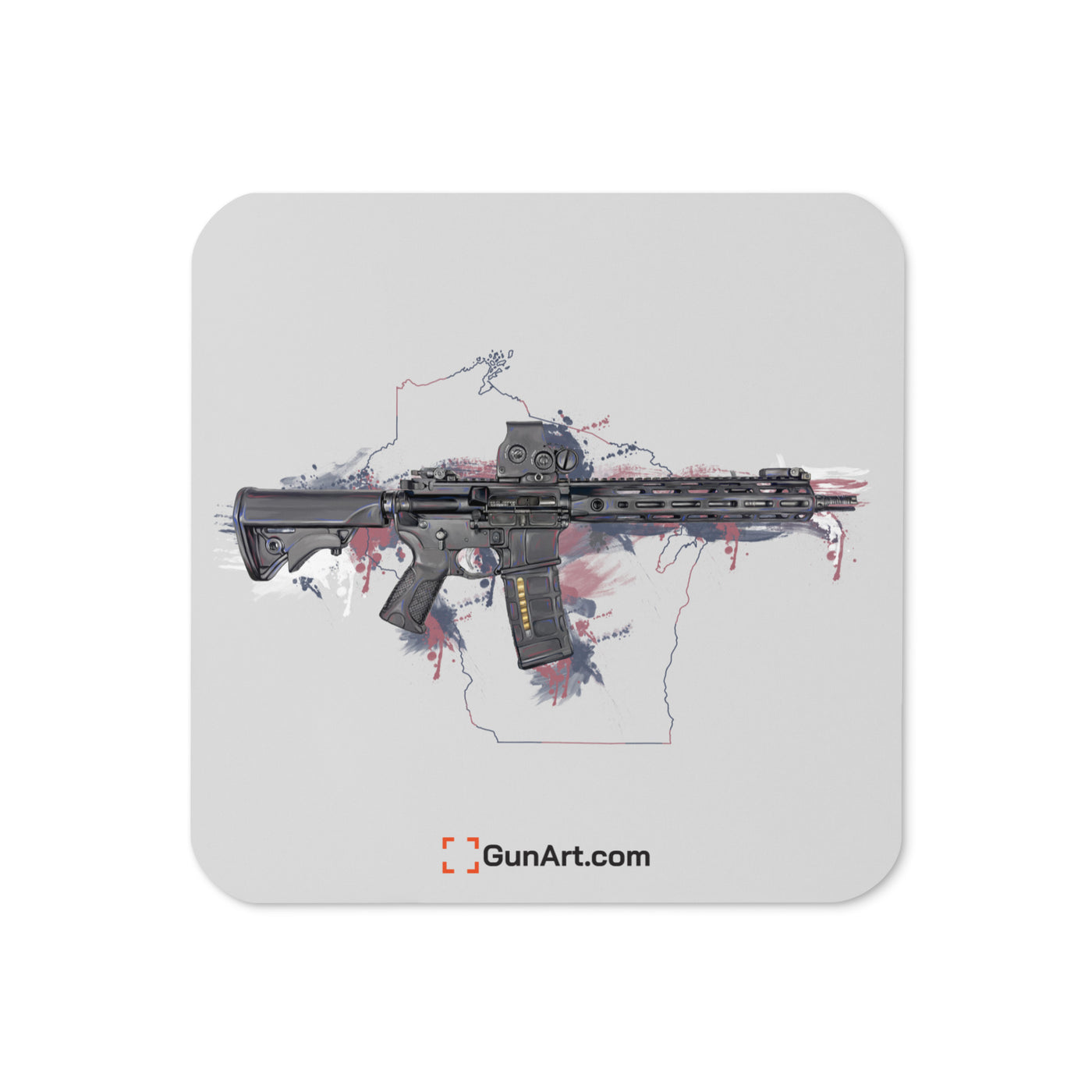 Defending Freedom - Wisconsin - AR-15 State Cork-back Coaster - Colored State