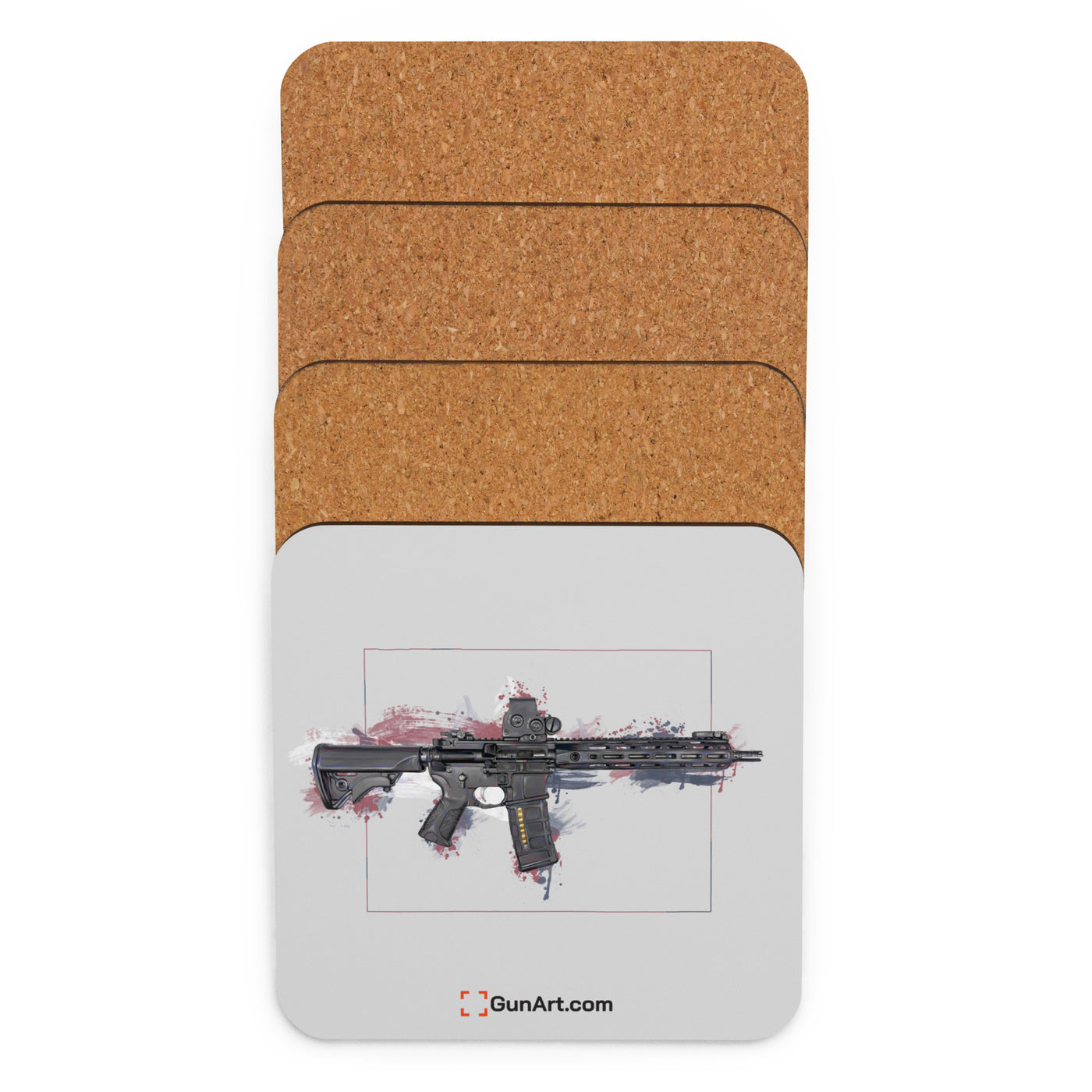 Defending Freedom - Wyoming - AR-15 State Cork-back Coaster - Colored State