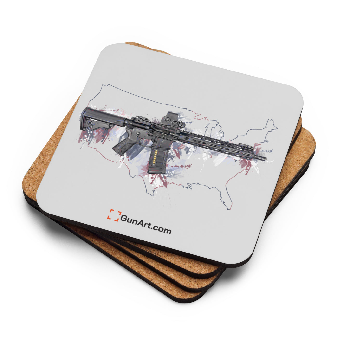 Defending Freedom - United States - AR-15 State Cork-back Coaster - Colored State