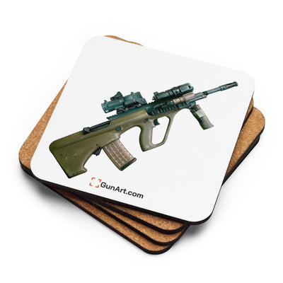 Universal Army Bullpup Rifle Cork-back Coaster - White Background - Just The Piece