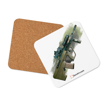 Universal Army Bullpup Rifle Cork-back Coaster - White Background