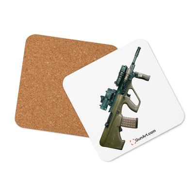 Universal Army Bullpup Rifle Cork-back Coaster - White Background - Just The Piece