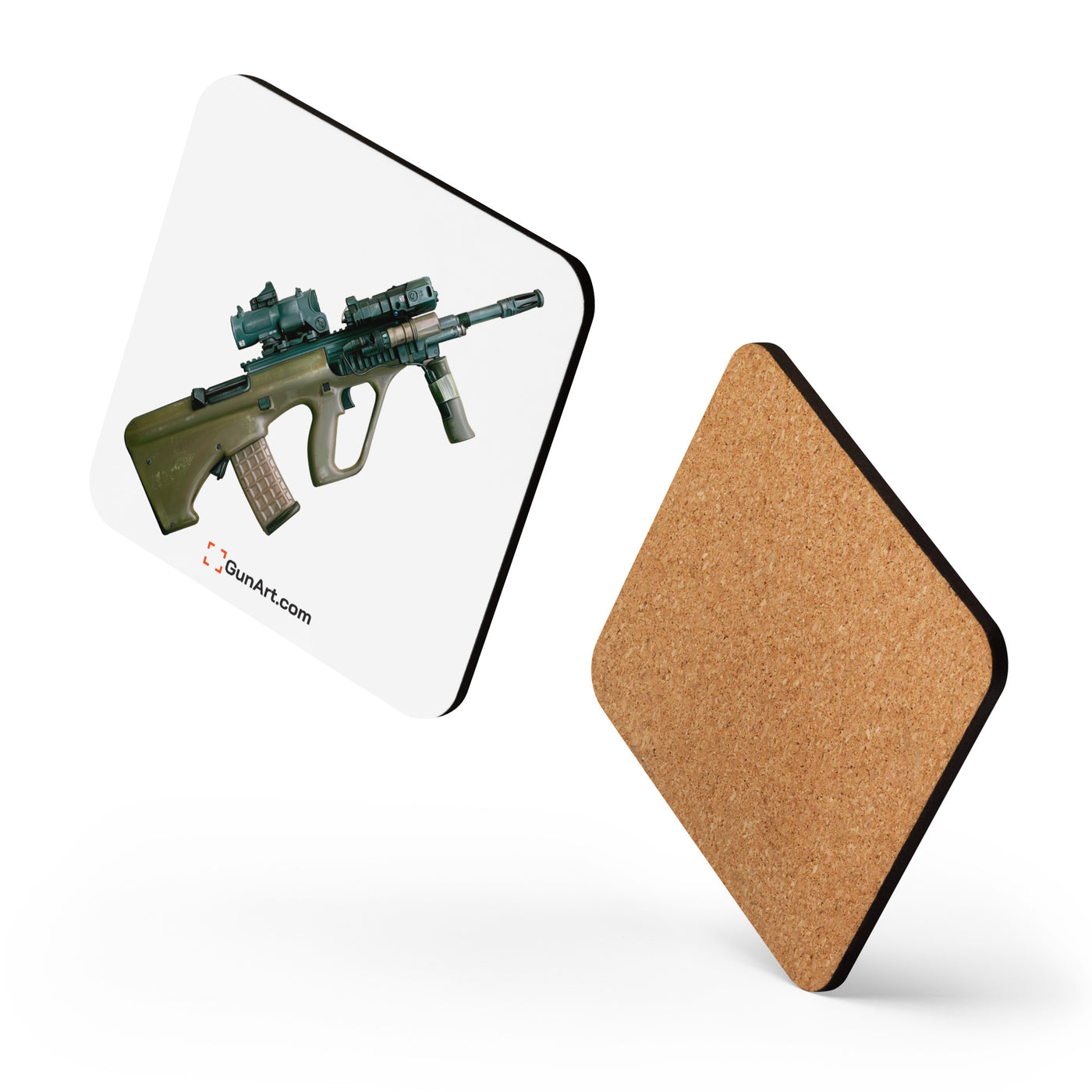 Universal Army Bullpup Rifle Cork-back Coaster - White Background - Just The Piece