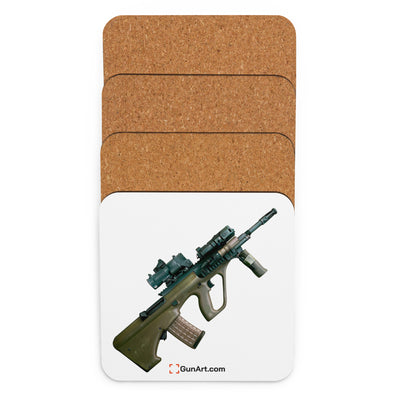 Universal Army Bullpup Rifle Cork-back Coaster - White Background - Just The Piece