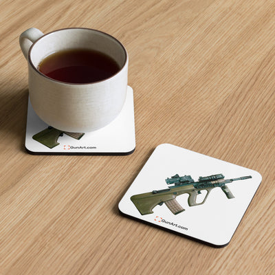 Universal Army Bullpup Rifle Cork-back Coaster - White Background - Just The Piece