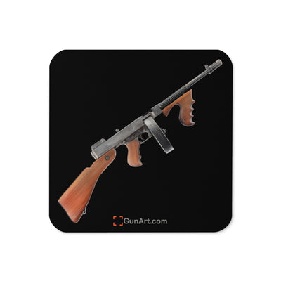 The “OG” Mobster Machine Gun Cork-back Coaster - Black Background - Just The Piece