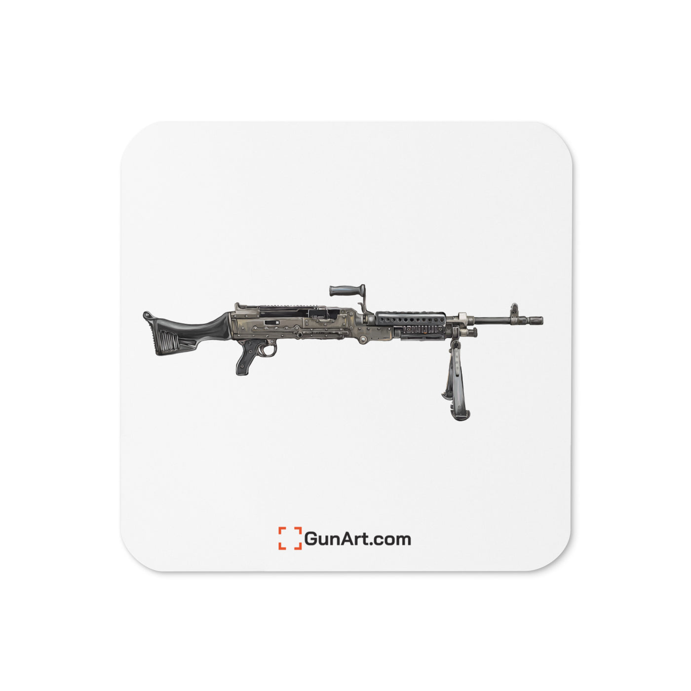 M240B - Belt Fed 7.62x51 Machine Gun Cork-back Coaster - Just The Piece - White Background