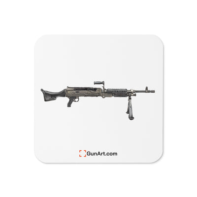 M240B - Belt Fed 7.62x51 Machine Gun Cork-back Coaster - Just The Piece - White Background