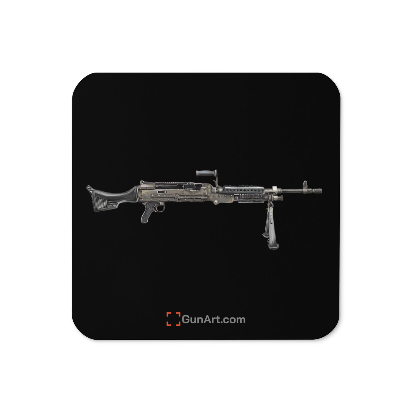 M240B - Belt Fed 7.62x51 Machine Gun Cork-back Coaster - Just The Piece - Black Background