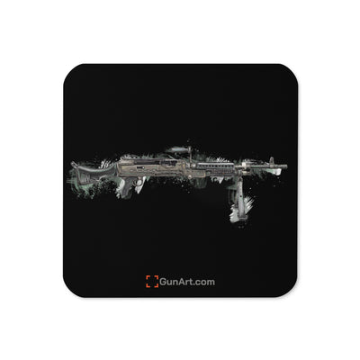 M240B - Belt Fed 7.62x51 Machine Gun Cork-back Coaster - Black Background