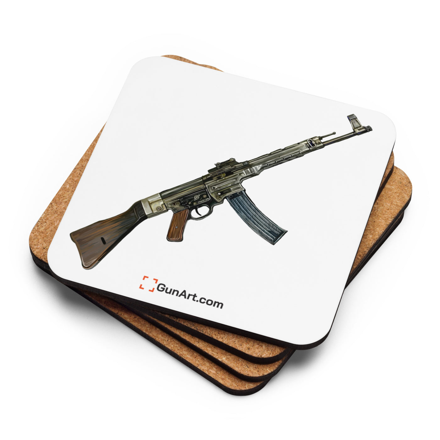 WWII German Assault Rifle Cork-back Coaster - Just The Piece - White Background
