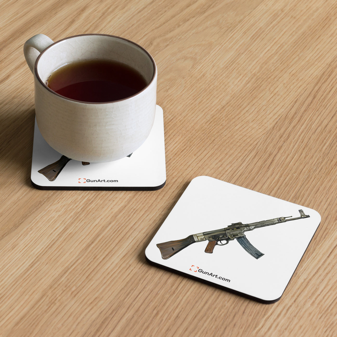 WWII German Assault Rifle Cork-back Coaster - Just The Piece - White Background