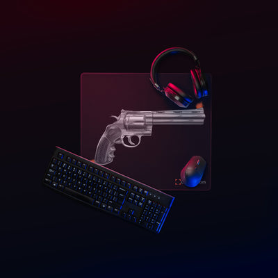 Stainless .44 Mag Revolver Gaming Mouse Pad - Just The Piece - Black Background