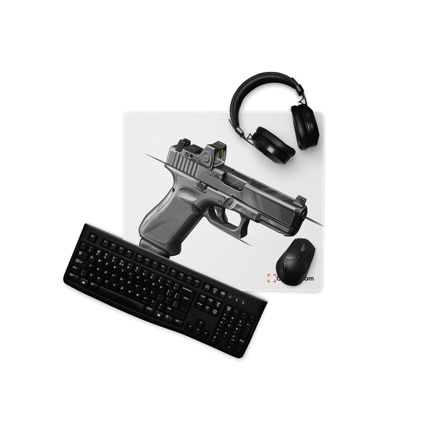 The Last Resort - OG Grey Poly Pistol Gaming Mouse Pad - Just The Piece - White Background