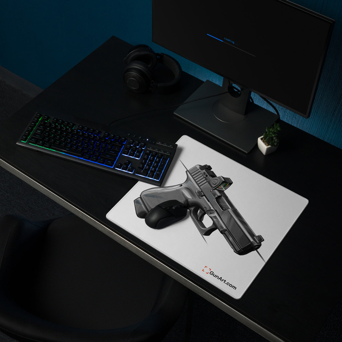 The Last Resort - OG Grey Poly Pistol Gaming Mouse Pad - Just The Piece - White Background