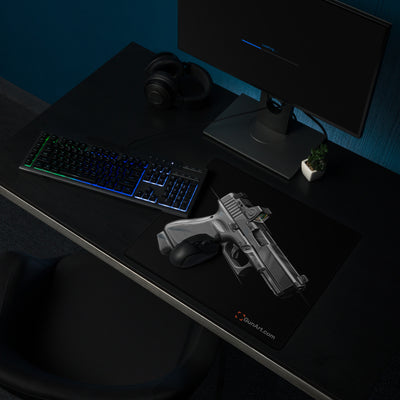 The Last Resort - OG Grey Poly Pistol Gaming Mouse Pad - Just The Piece - Black Background