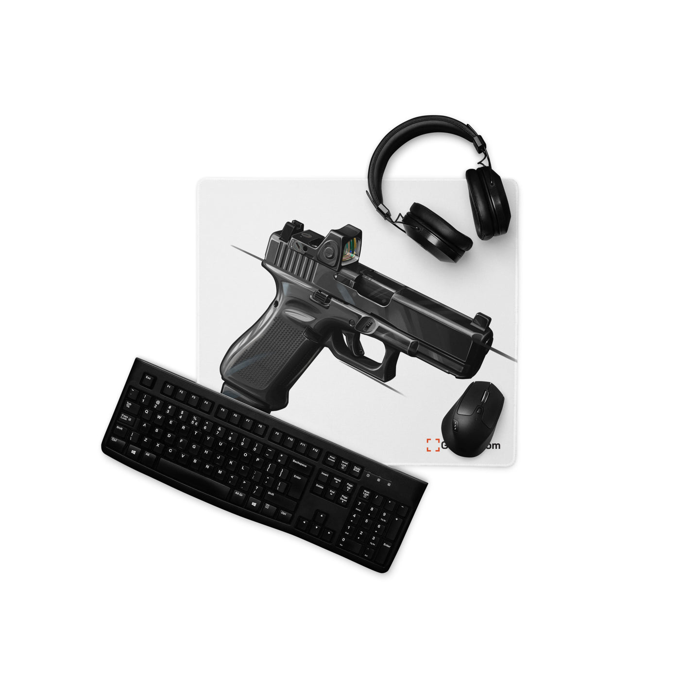 The Last Resort - OG Black Poly Pistol Gaming Mouse Pad - Just The Piece - White Background