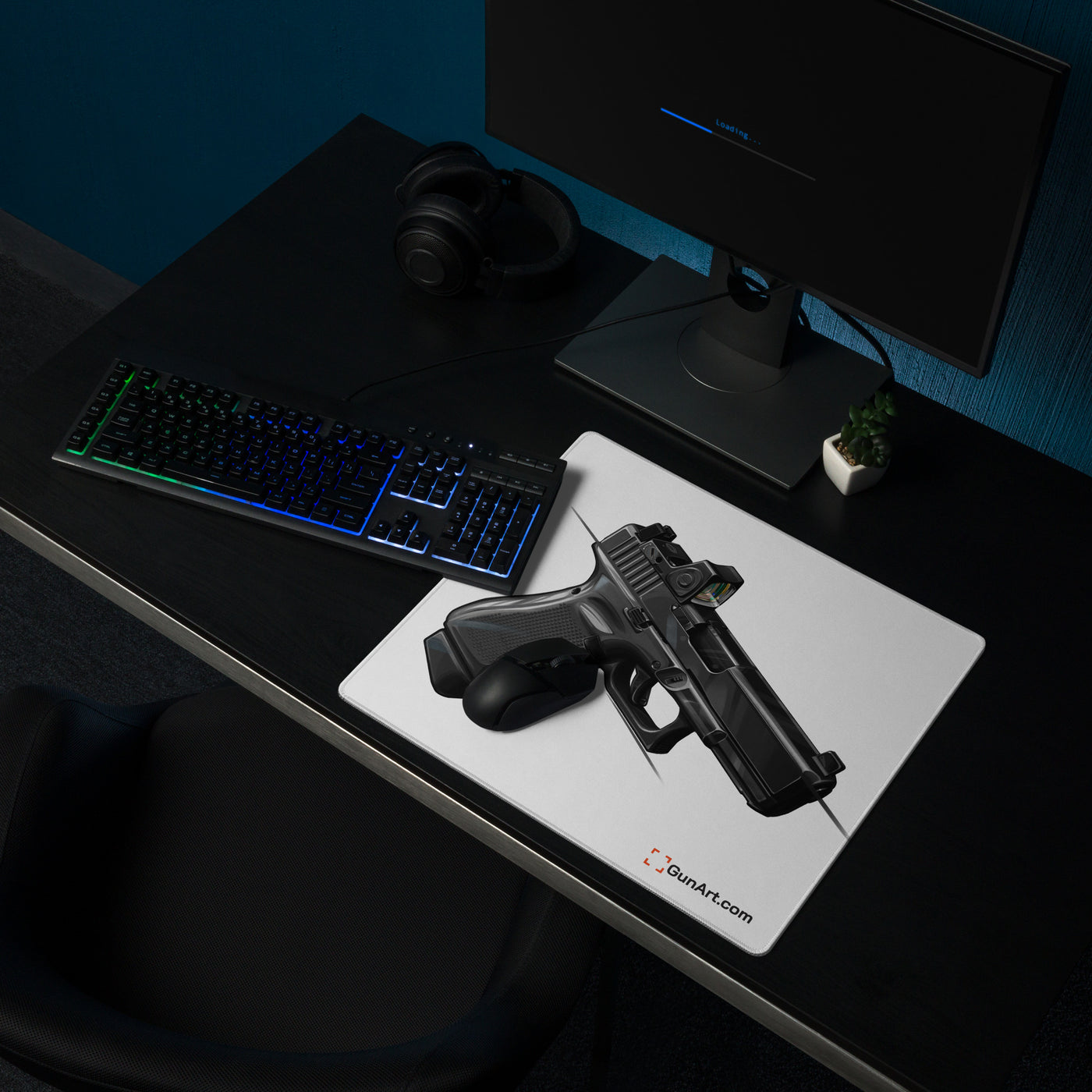 The Last Resort - OG Black Poly Pistol Gaming Mouse Pad - Just The Piece - White Background