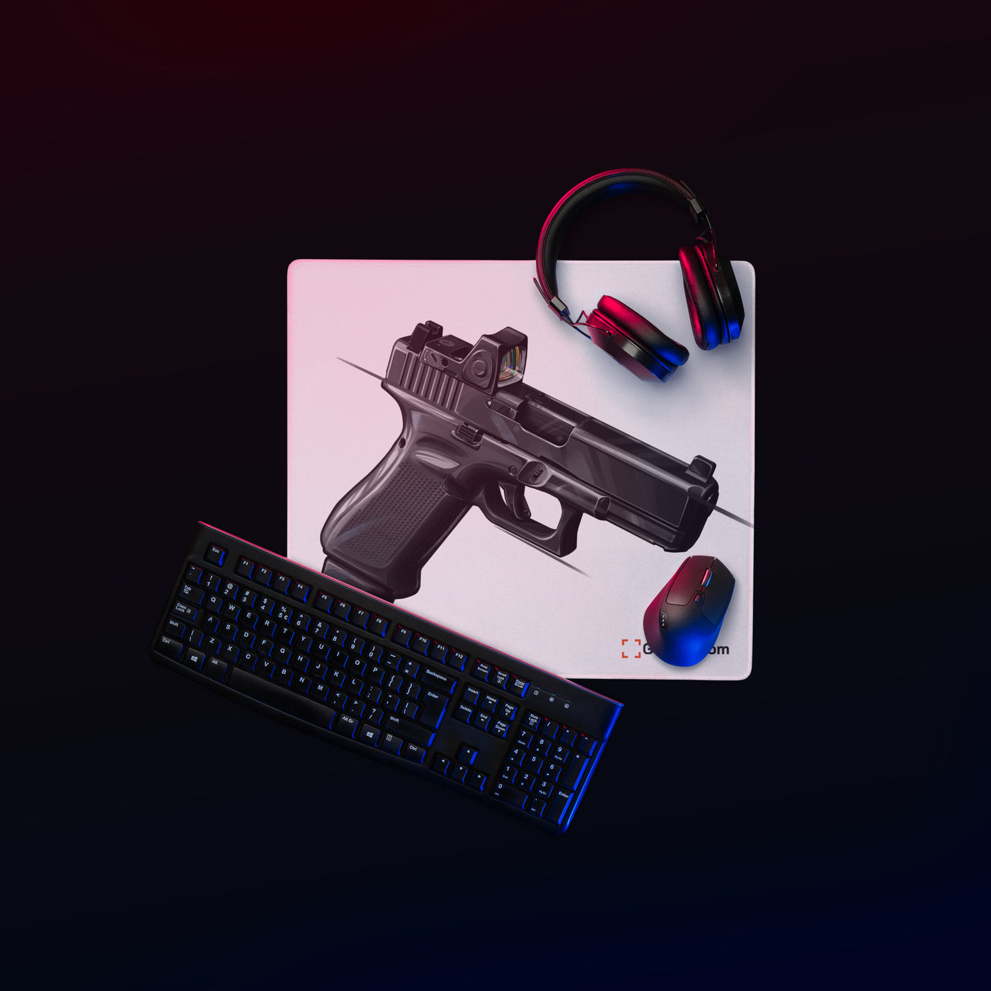 The Last Resort - OG Black Poly Pistol Gaming Mouse Pad - Just The Piece - White Background