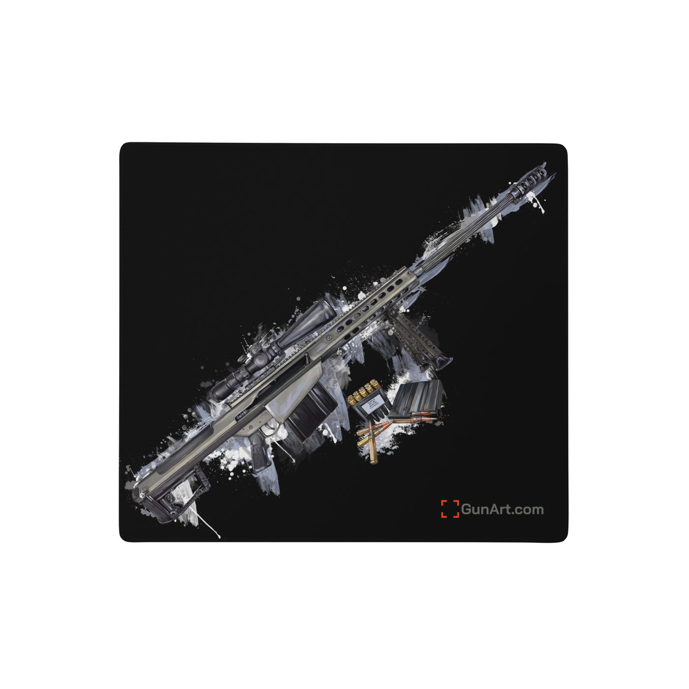 The Long-Range Legend - Blue .50 Cal BMG Rifle Gaming Mouse Pad - Black Background