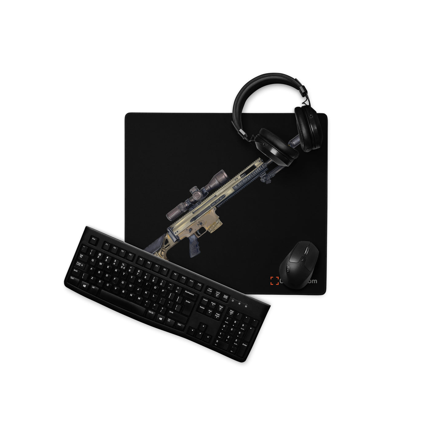 Socom Sniper Rifle Gaming Mouse Pad - Just The Piece - Black Background