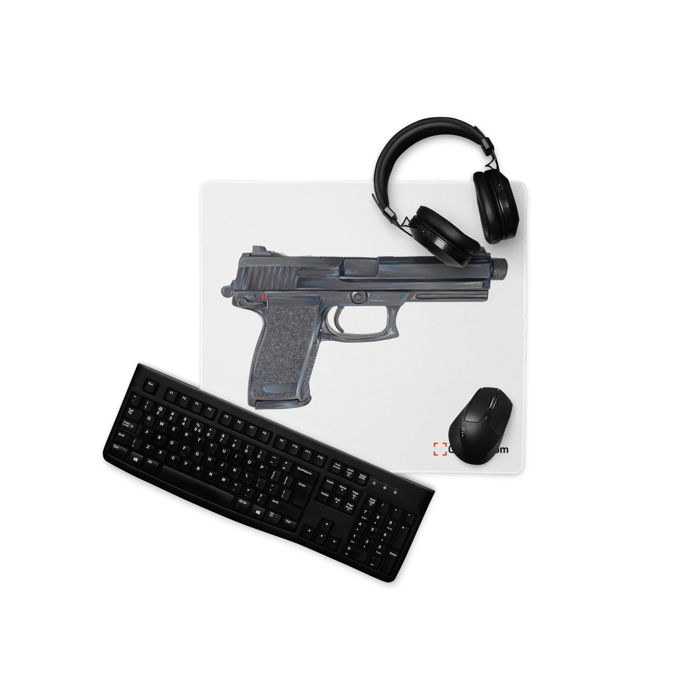 Tactical .45 ACP Poly Pistol Gaming Mouse Pad - Just The Piece - White Background