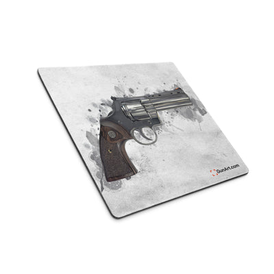 Wood & Stainless .357 Magnum Revolver Gaming Mouse Pad - Grey
