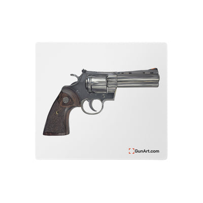 Wood & Stainless .357 Magnum Revolver Gaming Mouse Pad - Just The Piece - White Background