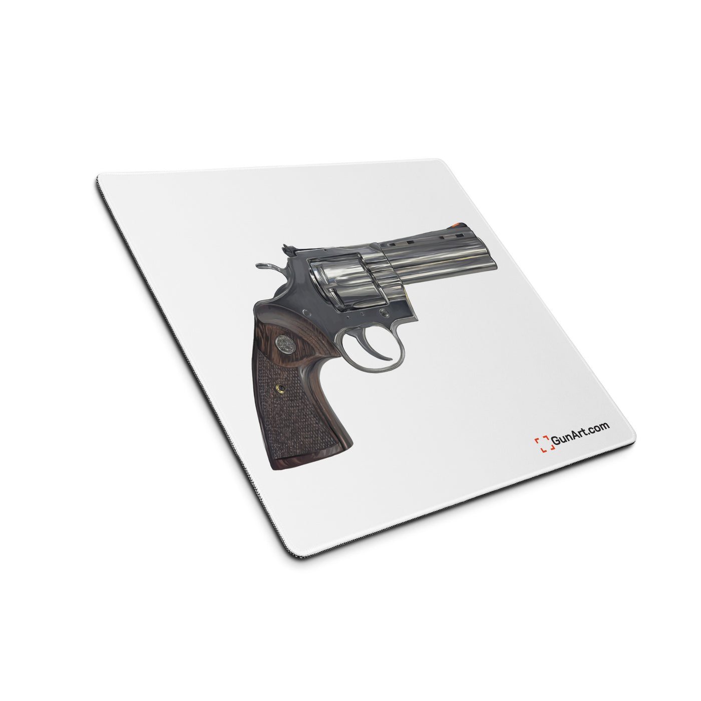 Wood & Stainless .357 Magnum Revolver Gaming Mouse Pad - Just The Piece - White Background