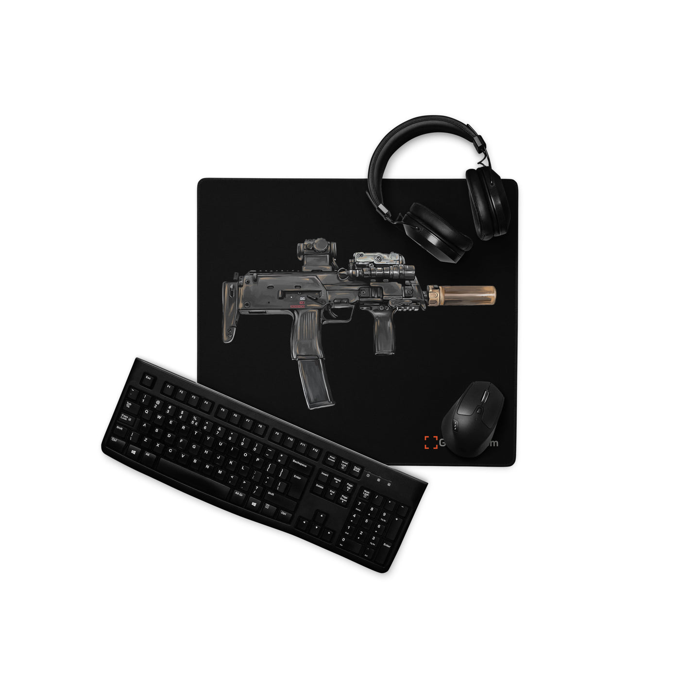 German 4.6x30mm Sub Machine Gun Gaming Mouse Pad - Just The Piece - Black Background