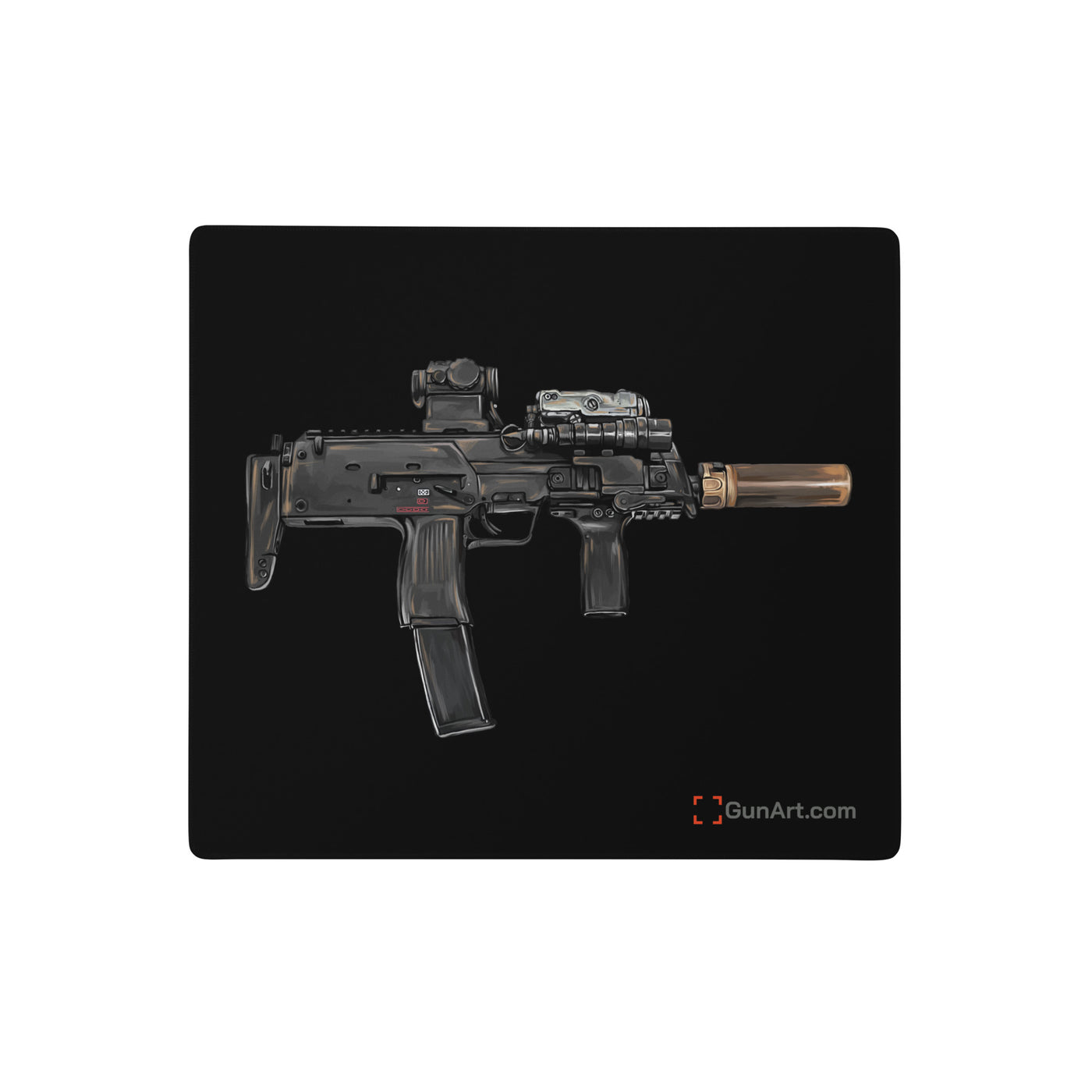 German 4.6x30mm Sub Machine Gun Gaming Mouse Pad - Just The Piece - Black Background