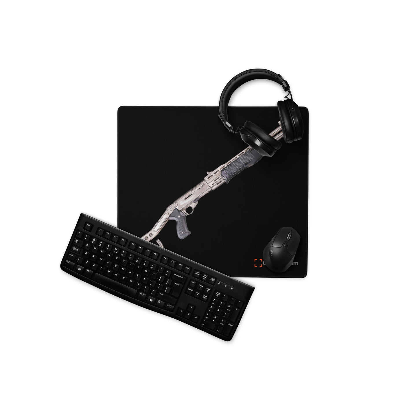 Selectable Mode Combat Shotgun Gaming Mouse Pad - Just The Piece - Black Background