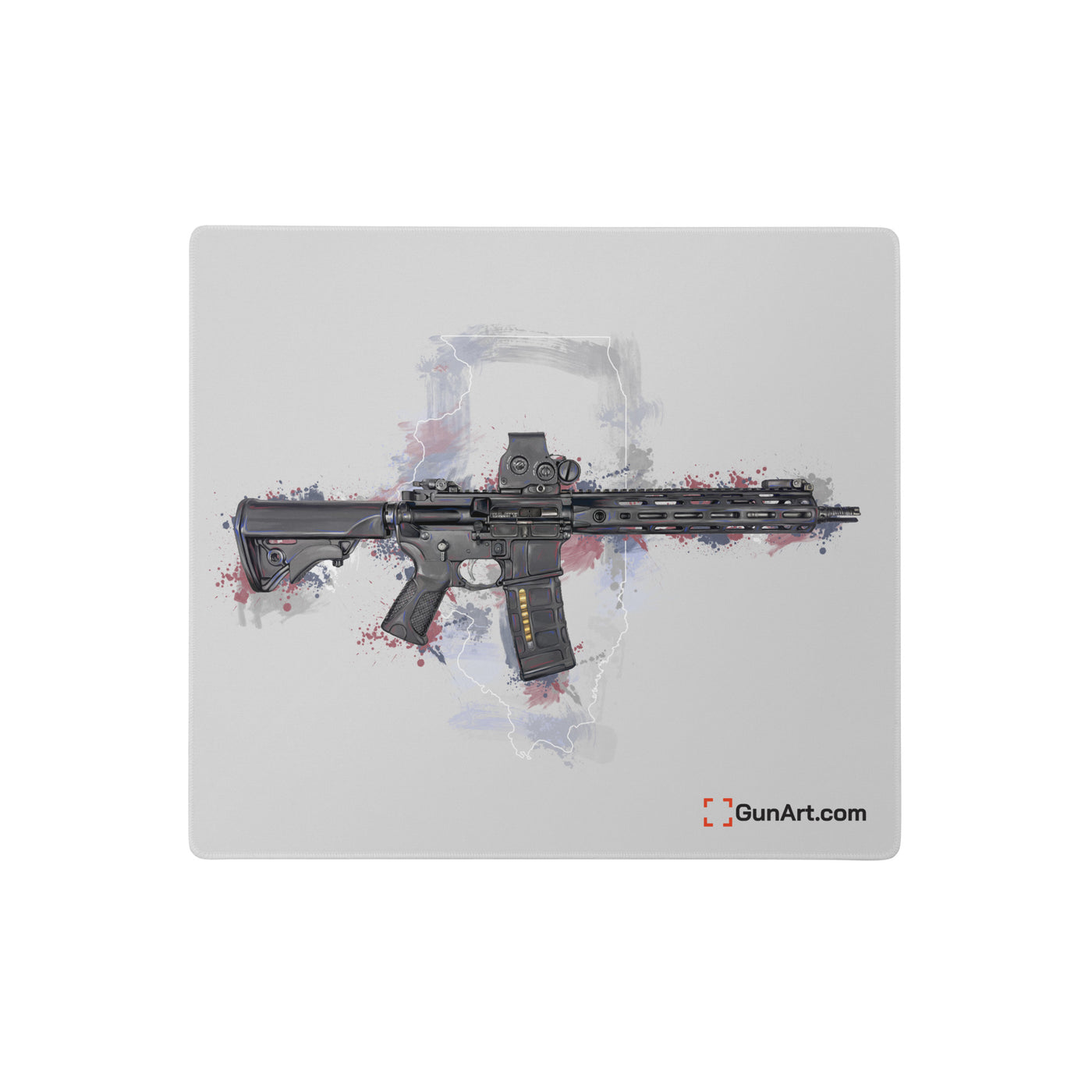 Defending Freedom - Illinois - AR-15 State Gaming Mouse Pad - White State