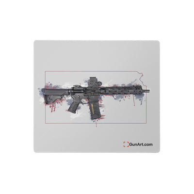 Defending Freedom - Kansas - AR-15 State Gaming Mouse Pad - Colored State