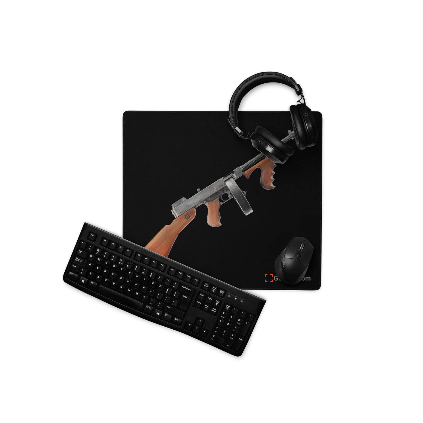 The “OG” Mobster Machine Gun Gaming Mouse Pad/Gunsmithing Mat - Black Background - Just The Piece