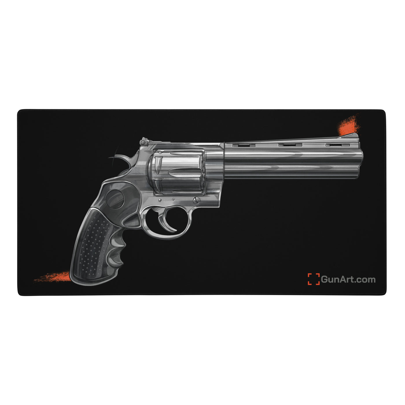 Stainless .44 Mag Revolver Gaming Mouse Pad - Just The Piece - Black Background