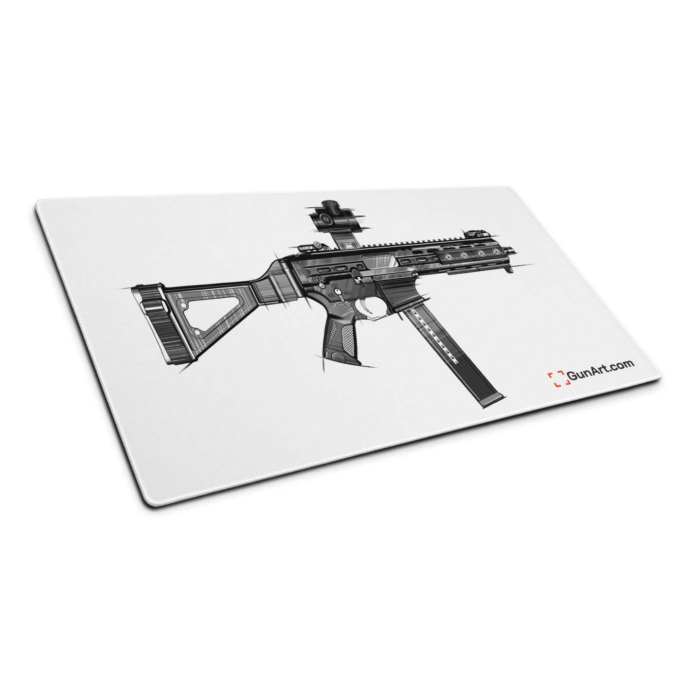 .45 Cal SMG Gaming Mouse Pad - Just The Piece - White Background