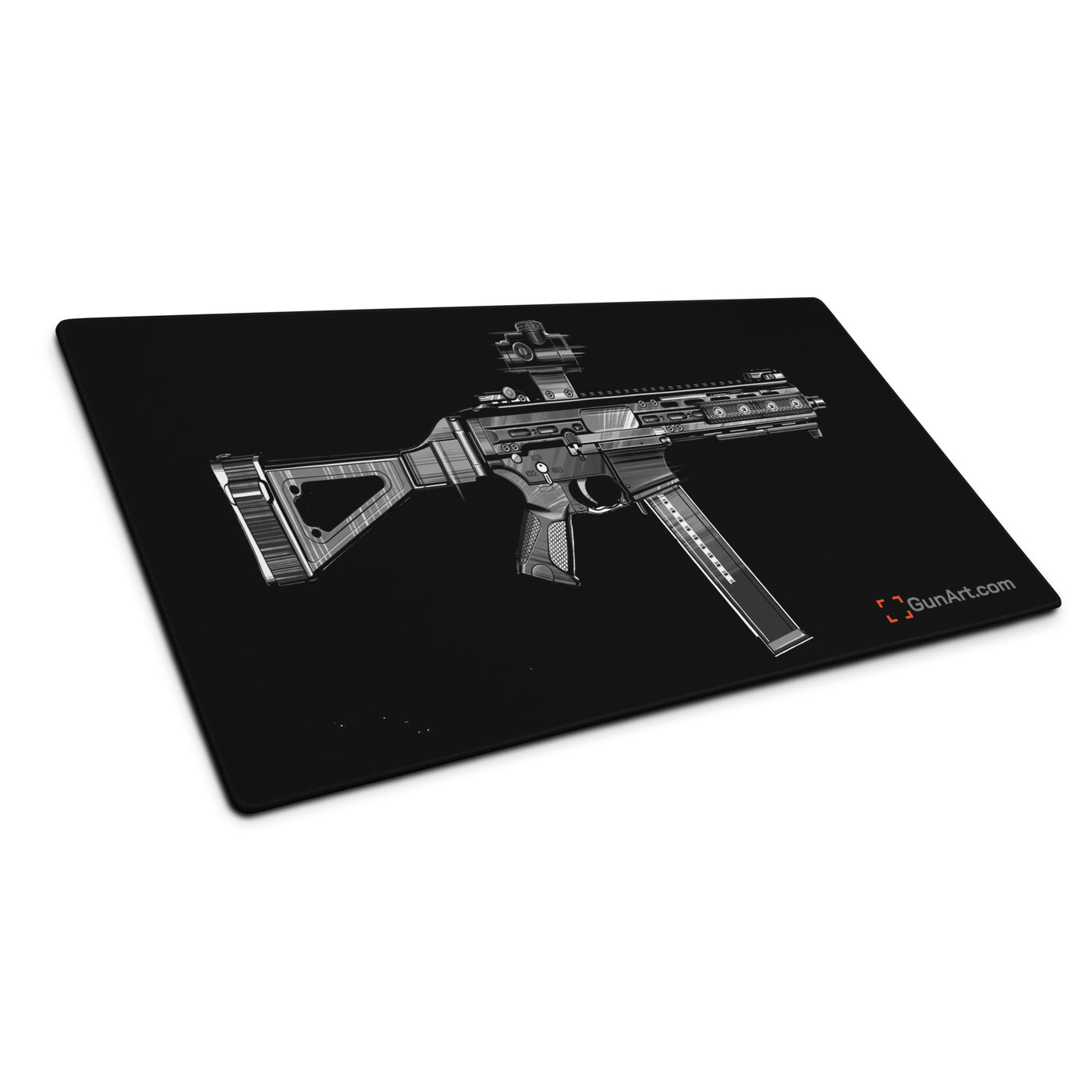 .45 Cal SMG Gaming Mouse Pad - Just The Piece - Black Background
