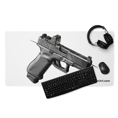 The Last Resort - OG Grey Poly Pistol Gaming Mouse Pad - Just The Piece - White Background